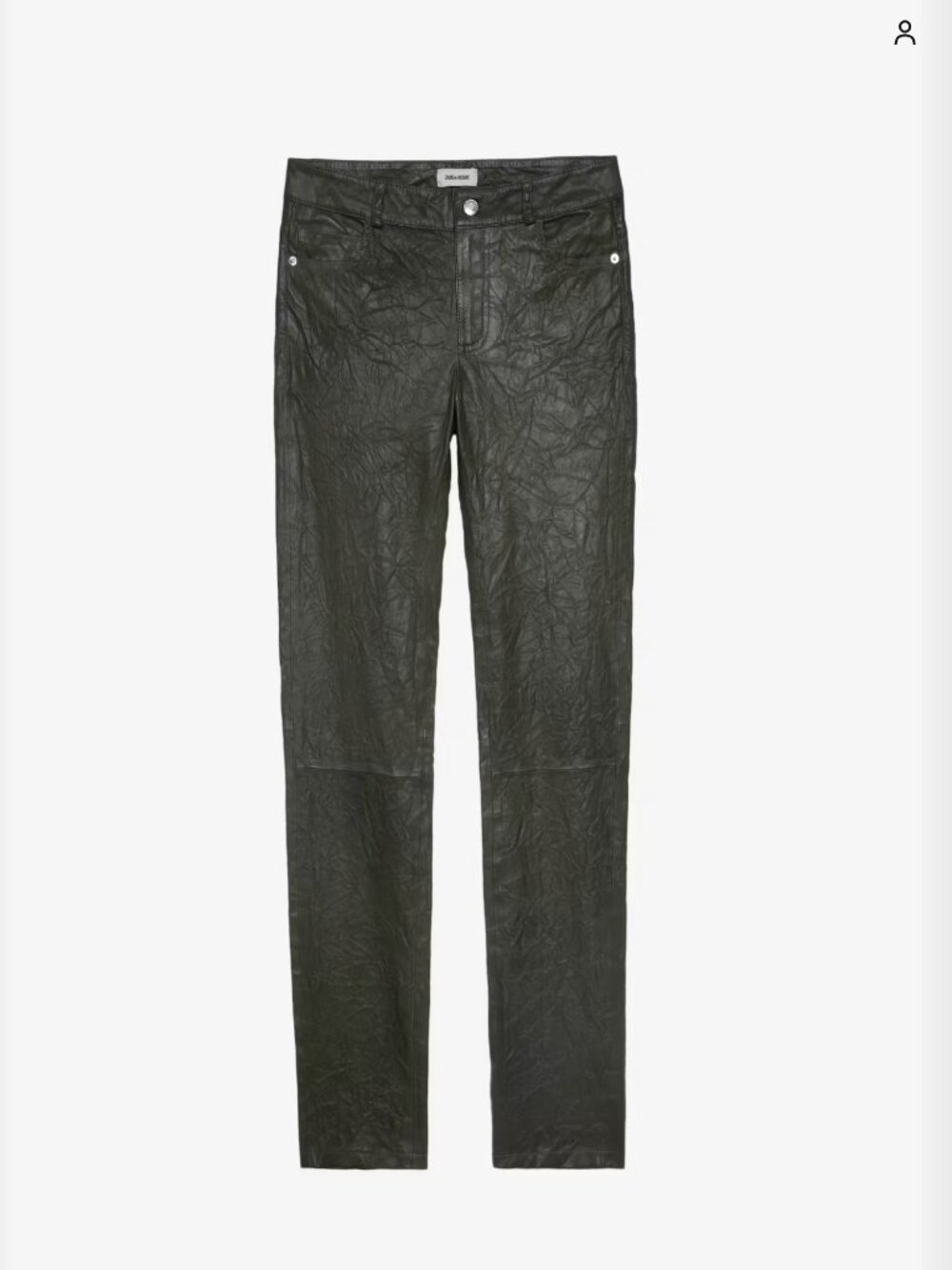 Zadig & Voltaire Phlame Cuir Froisse Leather Pants Pickle FR34 (US XS) NWT